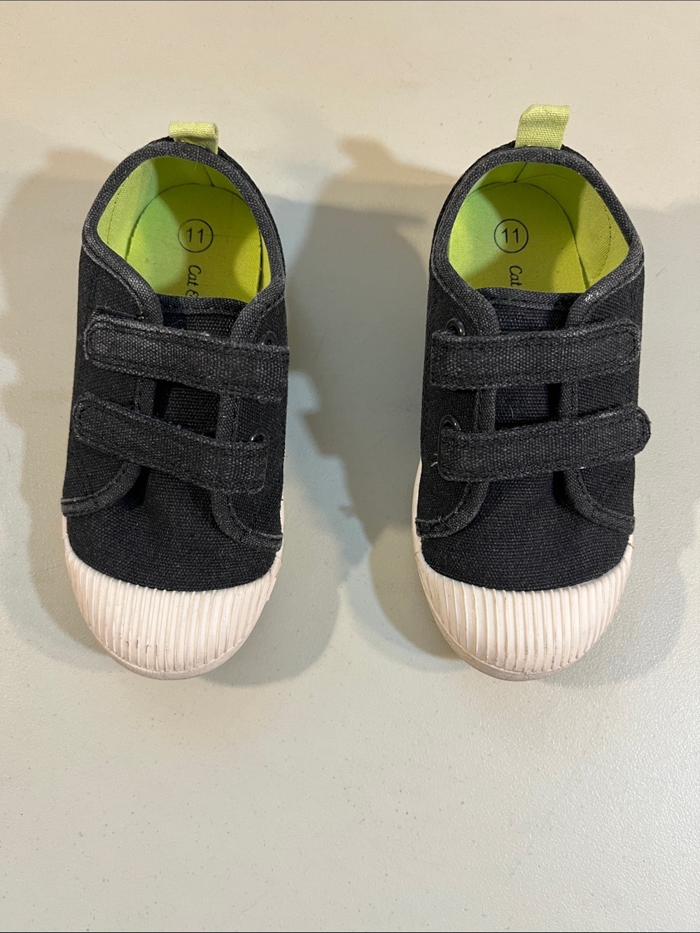 Cat & Jack Black Canvas Sneakers with Neon Green Lining